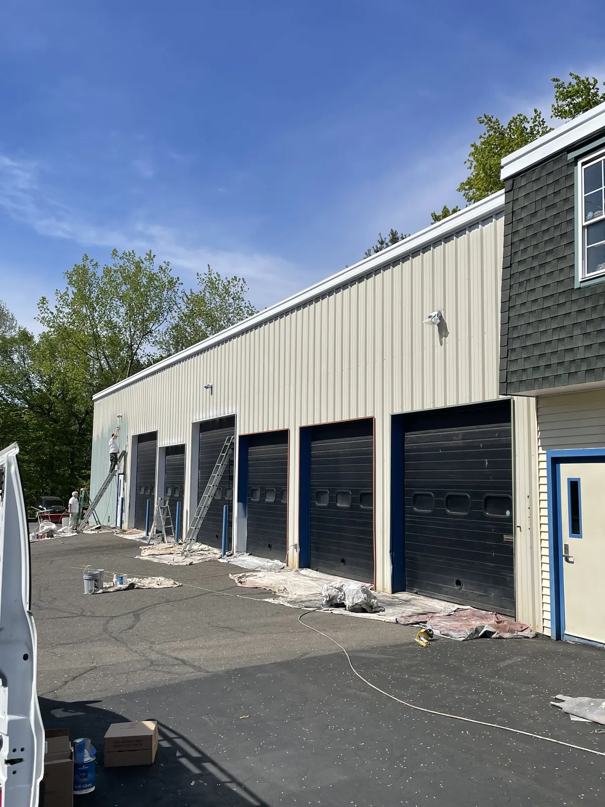 Commercial service-bay repaint before painting