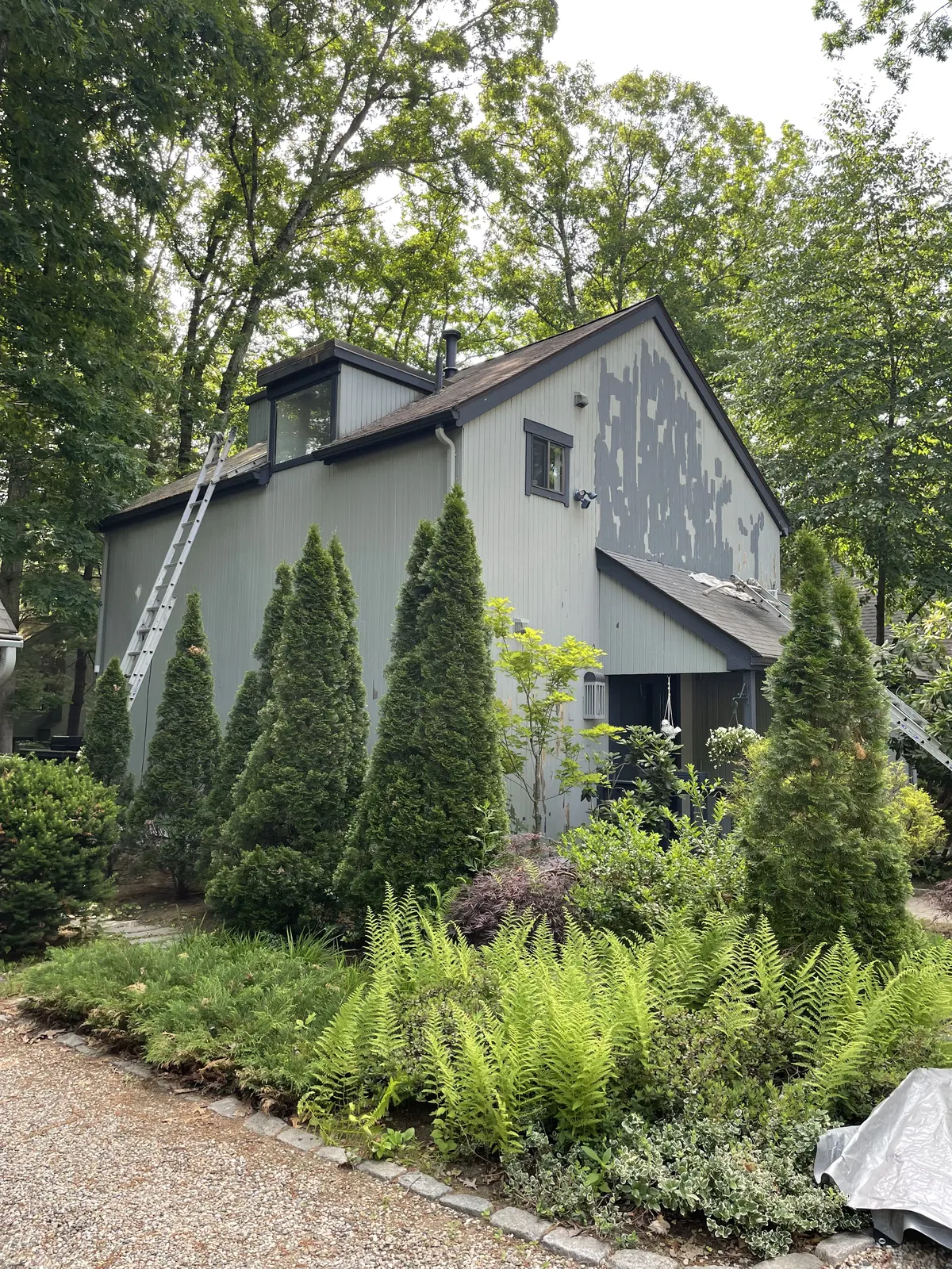 Woodland home exterior before painting
