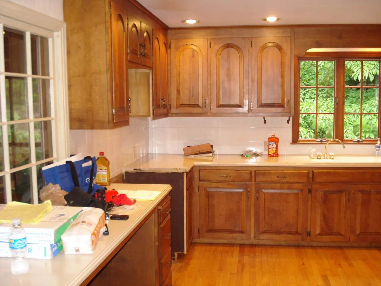 Kitchen cabinet transformation before painting
